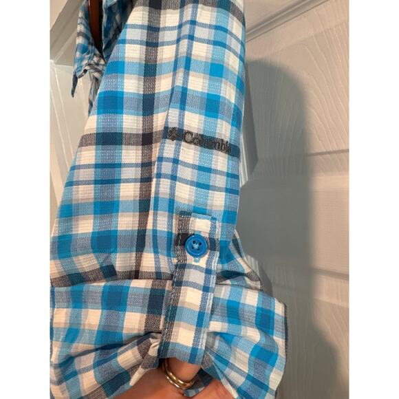 Columbia Omni-Shade Sun Protection Long Sleeve Plaid Blue Women's Size Large - Picture 6 of 11